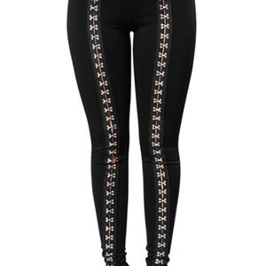 Distinctive Black Snap Fasteners Front Pants Ankle